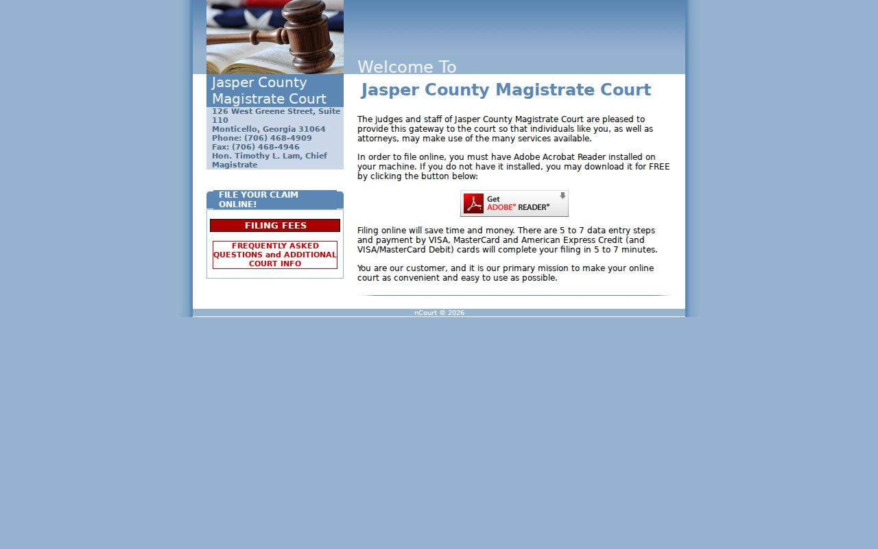 Jasper County Magistrate Court electronic filing portal