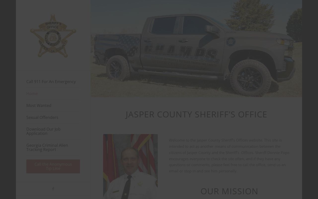 Official Jasper County Sheriff's Office warrant contact route
